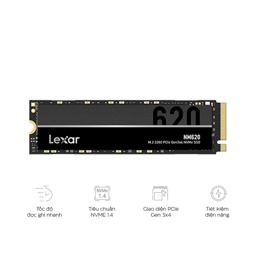 Ổ Cứng SSD LEXAR NM620 256GB – M.2 2280 PCIe Gen3 x4 (Đọc 3000MB/s – Ghi 1300MB/s) – (LNM620X256G-RNNNG)
