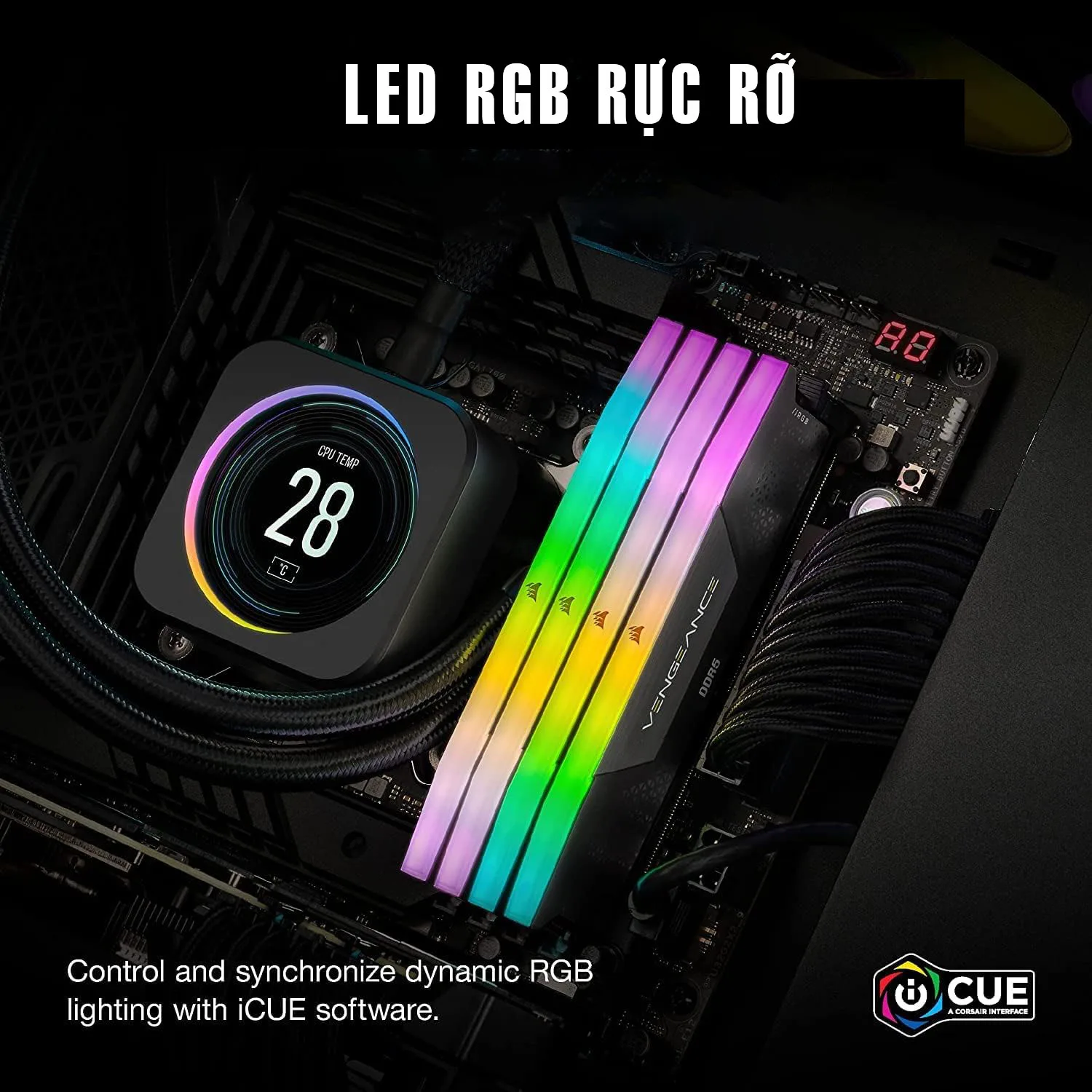 Ram Desktop Corsair Vengeance RGB White Heatspreader (CMH32GX5M2B5600C40W) 32GB (2x16GB) DDR5 5600MHz