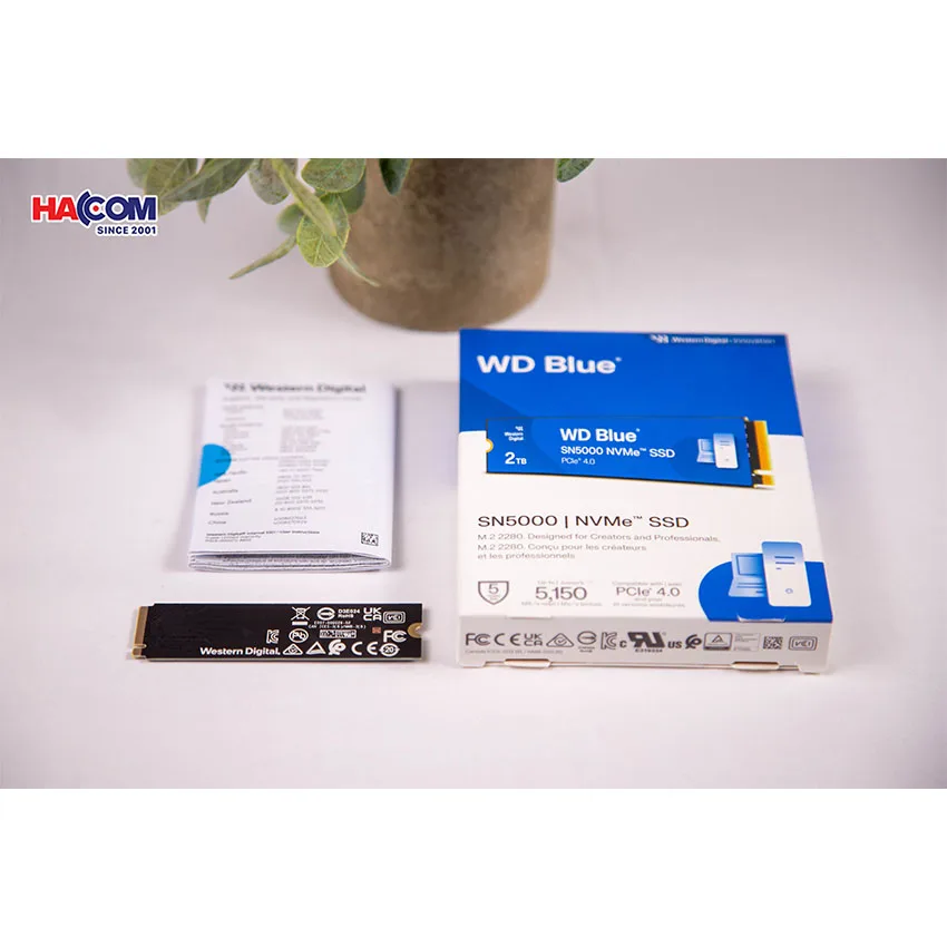 Ổ Cứng SSD WD SN5000 Blue 1TB – M.2 2280 PCIe Gen4 x4 (Đọc 5150MB/s – Ghi 4850MB/s) – (WDS100T4B0E)