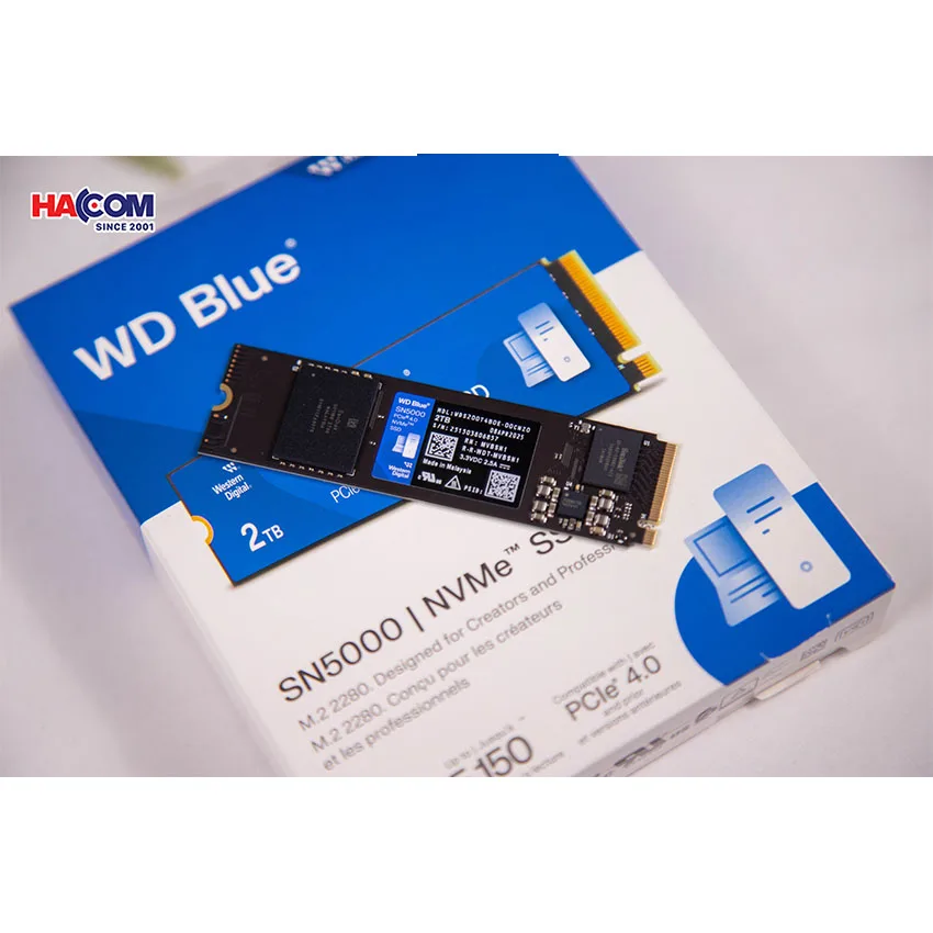 Ổ Cứng SSD WD SN5000 Blue 1TB – M.2 2280 PCIe Gen4 x4 (Đọc 5150MB/s – Ghi 4850MB/s) – (WDS100T4B0E)